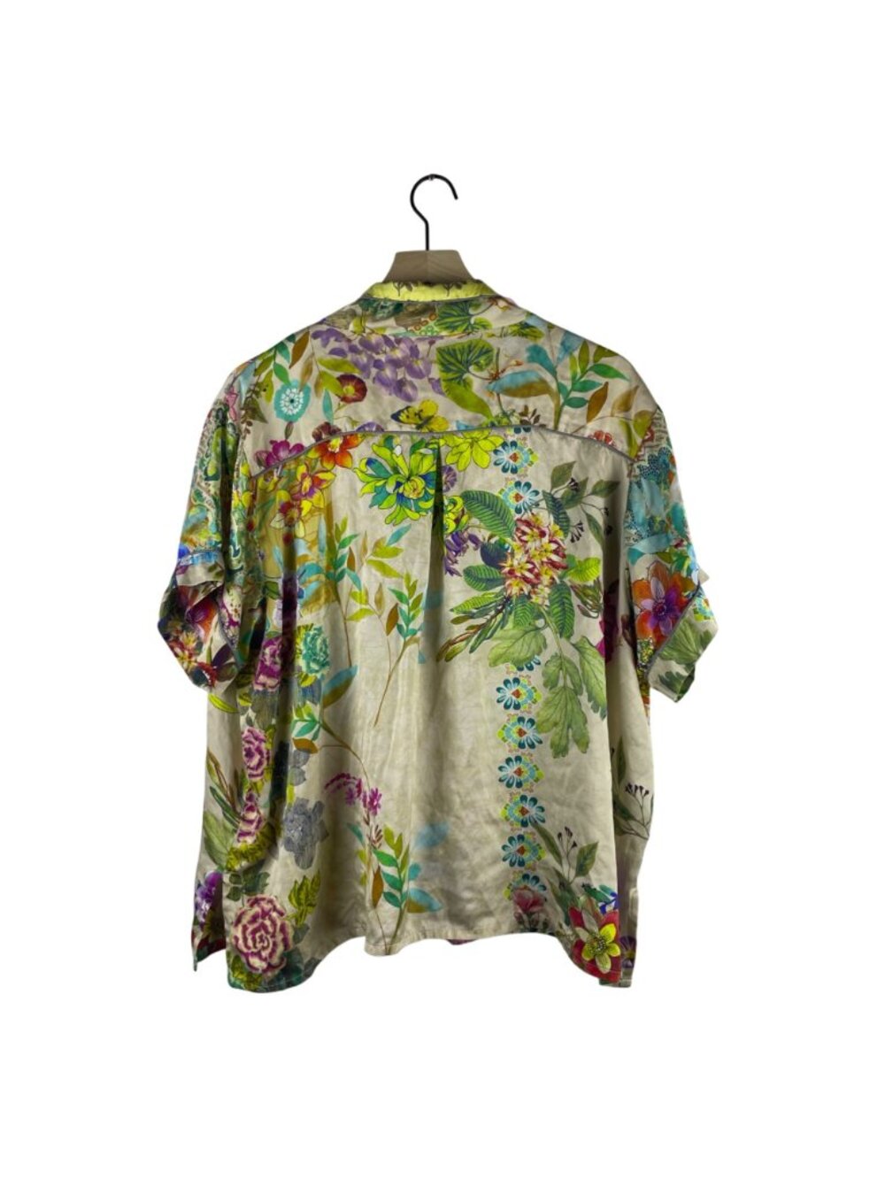 Johnny Was Aero Jules 100% Silk Floral Patchwork Womens Button Down Blouse Large - Picture 9 of 12